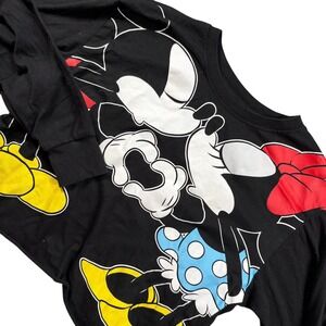 Disney Minnie Mouse Cropped Long Sleeve T Shirt Black Graphic Top M/M‎ (7/9)